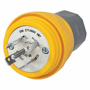 HUBBELL WT Plug L22-30P 30A 277/480VAC Yellow, 39AX12