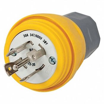 HUBBELL WT Plug L23-30P 30A 347/600VAC Yellow, 39AX13