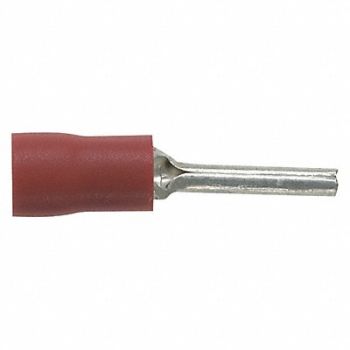 PANDUIT Pin Terminal Red 22 to 18 AWG PK100, 39CA44