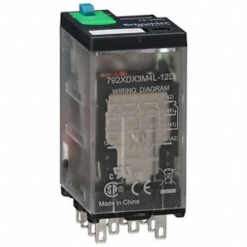 SCHNEIDER J2423 Gen Purpose Relay 14 Pin Square 12VDC, 39DL19