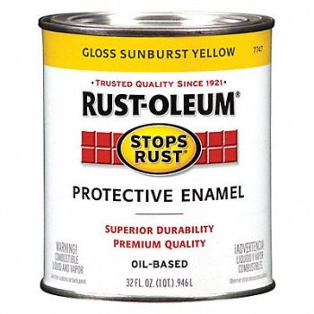 RUST-OLEUM Enamel Paint Sun Yellow Solvent 1 qt., 39DP15