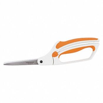 FISKARS Scissors 8in L Orange/White Ambidextrous, 39DT65