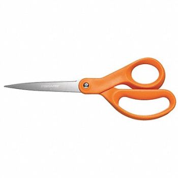 FISKARS Scissors 8 In L Orange Ambidextrous, 39DT69