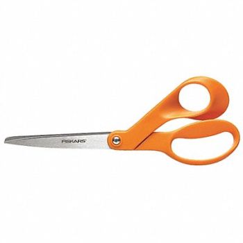 FISKARS Scissors 8 In L Orange Ambidextrous, 39DT70