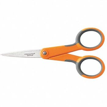 FISKARS Scissors 5 In L Orange/Gray Ambidextrous, 39DT71