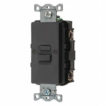 HUBBELL GFCI Receptacle 20A 125VAC 5-20R Black, 39EA27