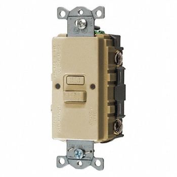 HUBBELL GFCI Receptacle 20A 125VAC 5-20R Ivory, 39EA29
