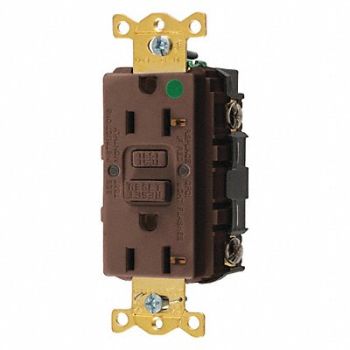 HUBBELL GFCI Receptacle 20A 125VAC 5-20R Brown, 39EA42