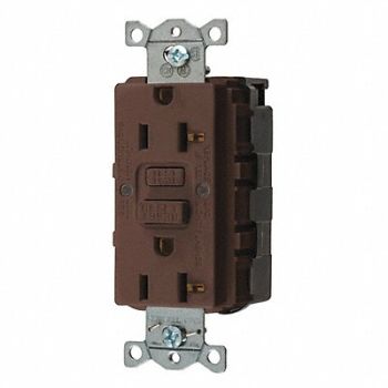 HUBBELL GFCI Receptacle 20A 125VAC 5-20R Brown, 39EA67