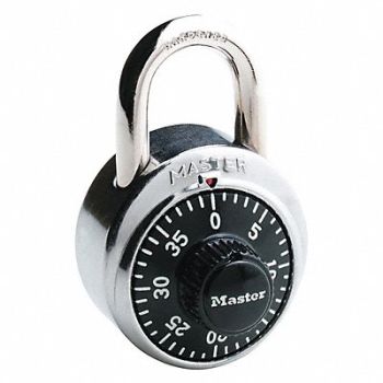 MASTER LOCK Combination Padlock 1 7/8in Round Silver, 39FD20
