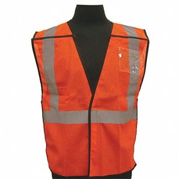 KISHIGO H1105 Hi Vis Vest Class 2 4XL/5XL Orange, 39H885
