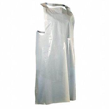 CELLUCAP Disposable Apron PE 28x46 White PK100, 39H973
