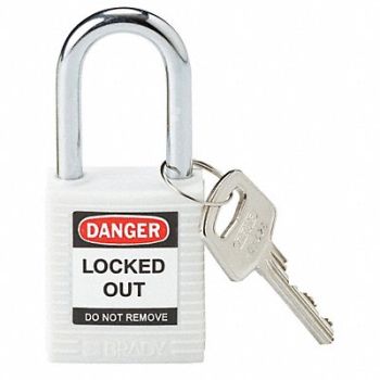 BRADY Lockout Padlock KD White 1-3/4 H, 39N157