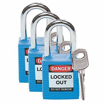 BRADY Lockout Padlock KA Blue 1-3/4 H PK3, 39N162