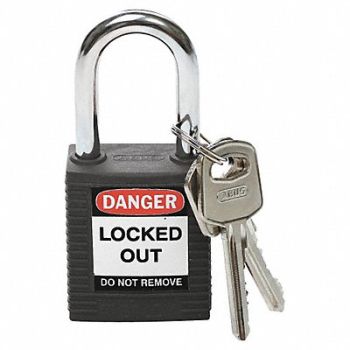 BRADY Lockout Padlock KA Black 1-3/4 H PK3, 39N166