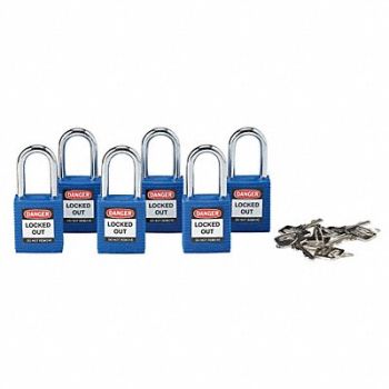 BRADY H1699 Lockout Padlock KA Blue 1-3/4 H PK6, 39N171