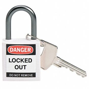 BRADY Lockout Padlock KA White 1-2/5 H PK6, 39N215