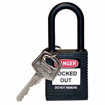 BRADY Lockout Padlock KD Black 1-3/4 H, 39N221