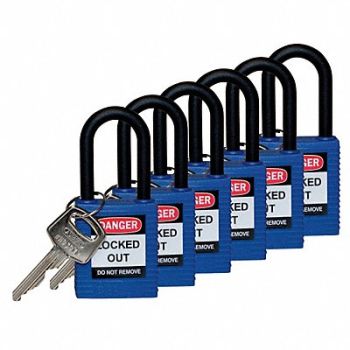 BRADY H1705 Lockout Padlock KD Blue 1-3/4 H PK6, 39N226