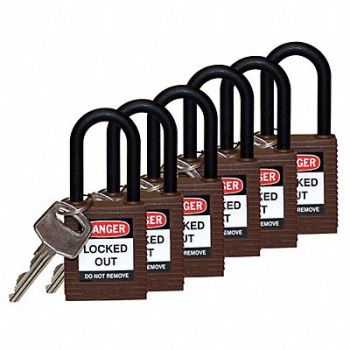 BRADY H1705 Lockout Padlock KD Brown 1-3/4 H PK6, 39N231