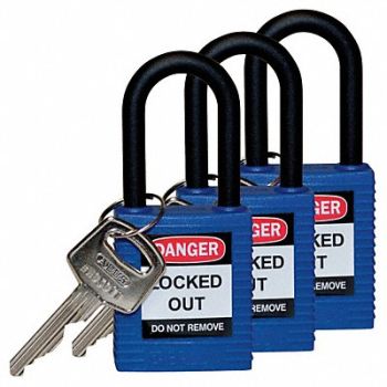 BRADY Lockout Padlock KA Blue 1-3/4 H PK3, 39N235