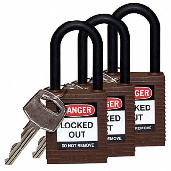 BRADY Lockout Padlock KA Brown 1-3/4 H PK3, 39N240