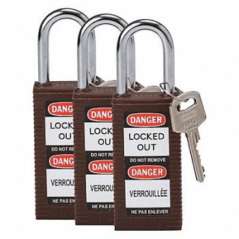 BRADY Lockout Padlock KA Brown 3 H PK3, 39N276