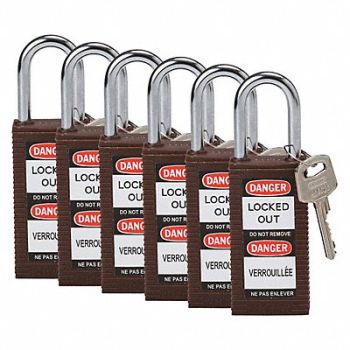BRADY Lockout Padlock KA Brown 3 H PK6, 39N285