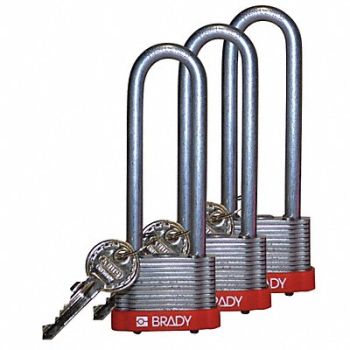 BRADY Keyed Padlock Alike 1-5/16 W PK3, 39N353