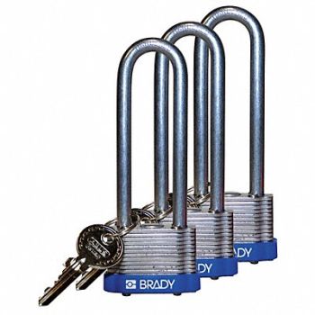 BRADY Keyed Padlock Alike 1-5/16 W PK3, 39N354