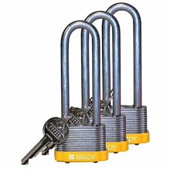 BRADY Keyed Padlock Alike 1-5/16 W PK3, 39N355