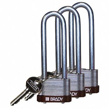 BRADY Keyed Padlock Alike 1-5/16 W PK3, 39N358