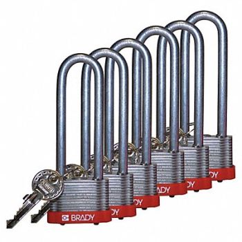 BRADY Keyed Padlock Alike 1-5/16 W PK6, 39N361