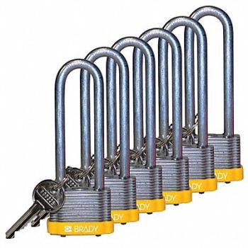 BRADY Keyed Padlock Alike 1-5/16 W PK6, 39N363