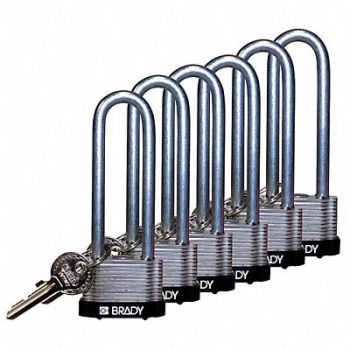 BRADY Keyed Padlock Alike 1-5/16 W PK6, 39N365