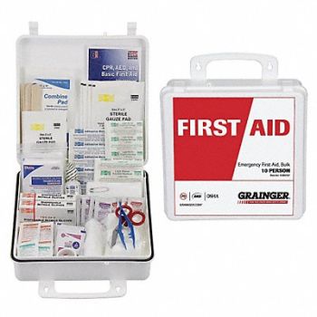 GRAINGER APPROVED First Aid Kit Bulk White 136 Pcs 10 Ppl, 39N787