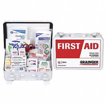 GRAINGER APPROVED Vehicle First Aid Kit Bulk 76Pcs 10 Ppl, 39N788