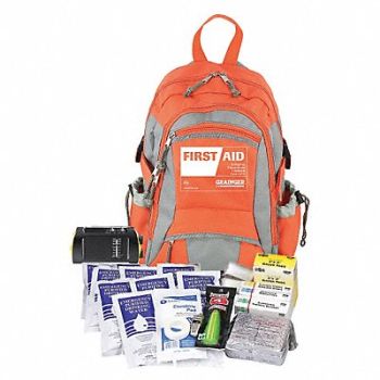 GRAINGER APPROVED Emergency Medical Kit Orange Fabric, 39N790