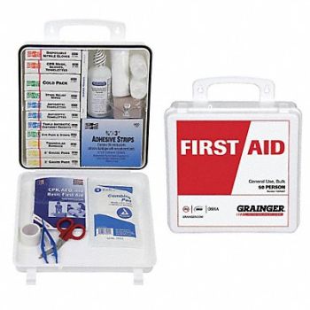 GRAINGER APPROVED First Aid Kit Bulk White 175 Pcs 50 Ppl, 39N807