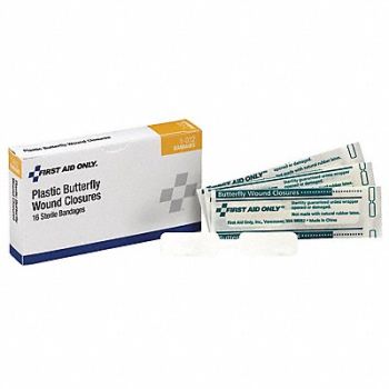 FIRST AID ONLY Butterfly Closure White Plastic PK16, 39N865