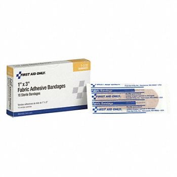 FIRST AID ONLY Adhesive Bandages Fabric 3 Lx1 W PK16, 39N868