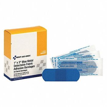 FIRST AID ONLY Metal Detectable Bandage 1x3 in PK50, 39N894