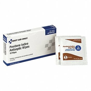 FIRST AID ONLY PVP Wipes Antiseptics PK10, 39N899