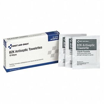 FIRST AID ONLY BZK Wipe Antiseptics PK10, 39N904