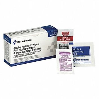 FIRST AID ONLY BZK Wipes Burn Cream Antibiotic PK42, 39N909