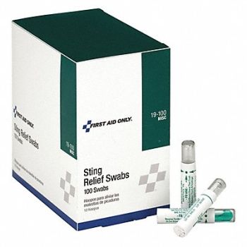 FIRST AID ONLY Sting Relief Swabs PK100, 39N931