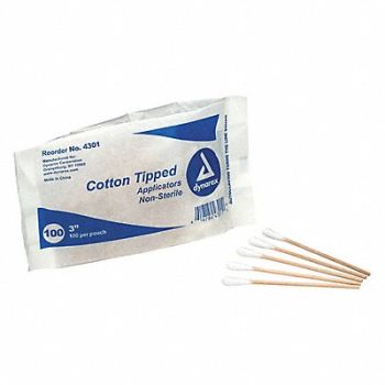 FIRST AID ONLY Cotton Tip Swab 3 PK100, 39P037