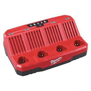 MILWAUKEE Battery Charger Li-Ion 4 Ports, 39RY20