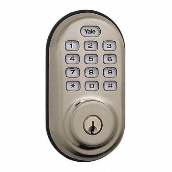 YALE REAL LIVING Electronic Keyless Deadbolt Satin Nickel, 39UM33