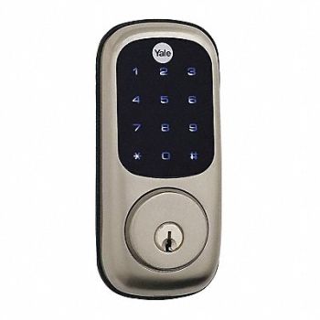 YALE REAL LIVING Electronic Keyless Deadbolt Satin Nickel, 39UM36